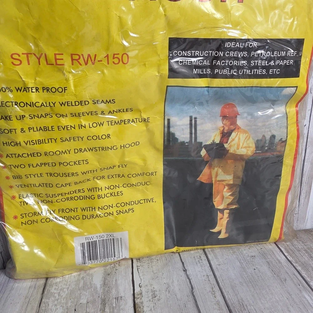Comfi-Wear RW-150 2 Piece Non-Conductive PVC Rainsuit Yellow Mens 2XL New