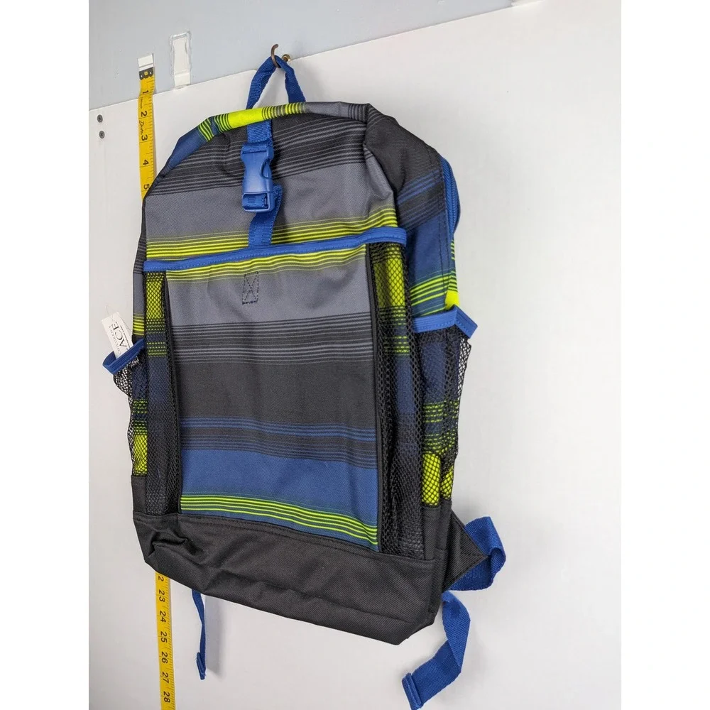 The Childrens Place Boys Striped Backpack Blue Grey Lime‎ Green School Bag NWT