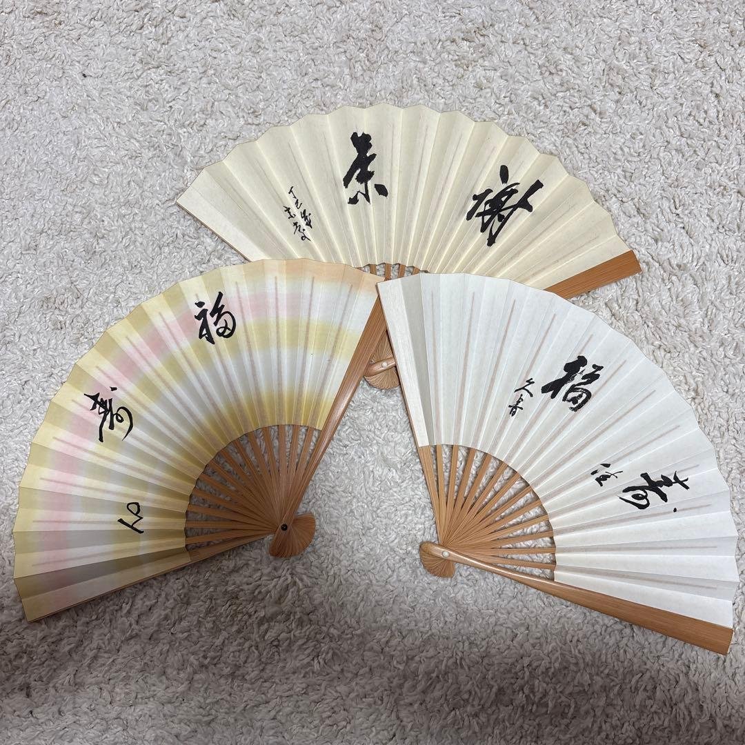 Japanese Style Folding Fan 3-Piece Set: Gratitude & Fortune