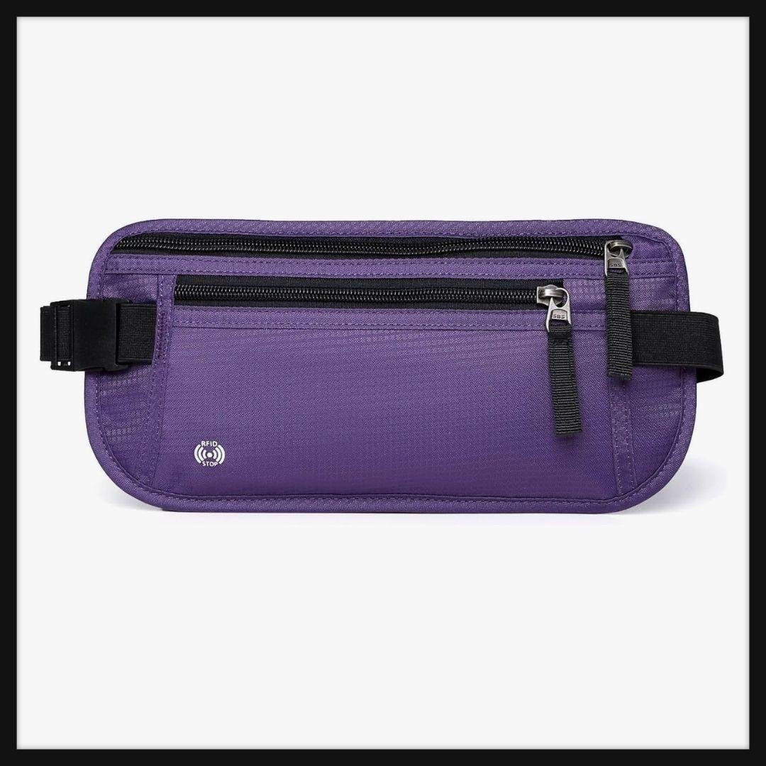 Security Pouch - Anti-Skimming, Lightweight, Travel Safe, Purple