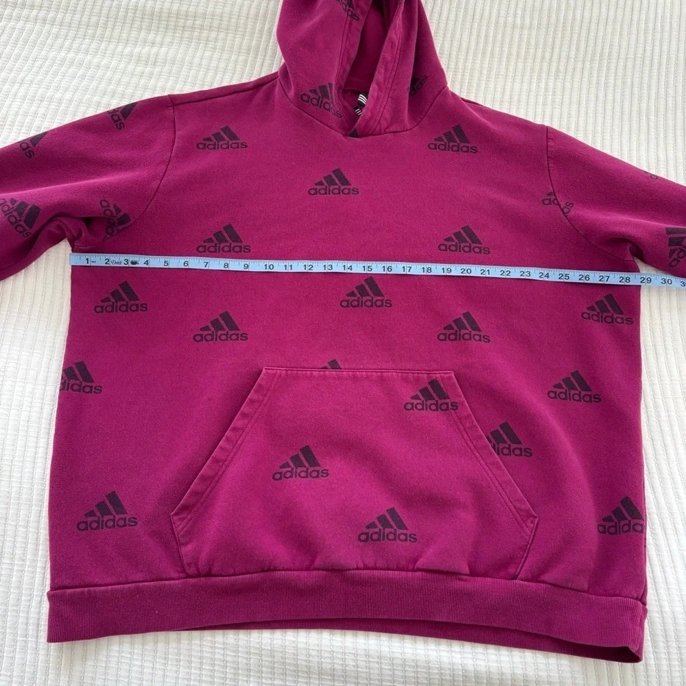Adidas Men's Allover Printed Badge of Sport Hoodie Kangaroo Pockets Size L